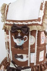 画像5: metamorphose / 【プラスサイズ】Classic Tea House シフォンフリルジャンパースカート プラスサイズ ブラウン H-26-08-23-016-ME-OP-NS-ZH (5)
