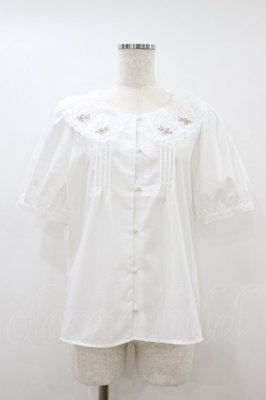 Preview of ローズ刺繍チュールレース衿ブラウス Free OFF WHITE