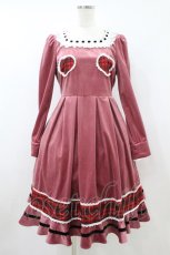 画像1: Lolime by mellfy memory / Pretty Heartsベロアワンピース M ピンク H-26-08-24-015-LO-OP-NS-ZH (1)