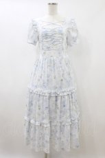 画像1: Suyunn / フリル付きクロスネックラメフラワープリントワンピース M ブルー H-26-08-24-026-LO-OP-NS-ZH (1)