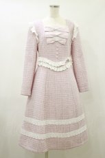 画像1: Lolime by mellfy memory / twinkle tweed ワンピース M PINK H-26-08-25-049-LO-OP-NS-ZH (1)