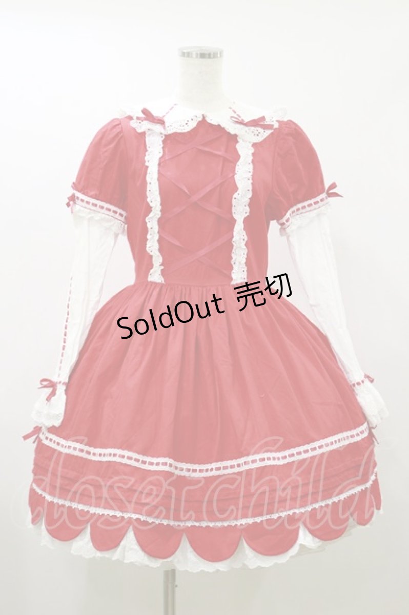 画像1: Angelic Pretty / はしごレースワンピース Free レッド H-26-08-25-059-AP-OP-NS-ZH (1)