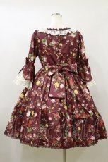 画像2: axes femme kawaii / アンティークローズ柄ワンピース M ワイン H-26-08-25-062-AX-OP-NS-ZH (2)