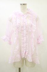 画像1: Chalmiere / ドットチュールブラウス M ピンク H-26-08-25-024-AX-BL-NS-ZH (1)