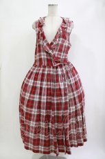 画像1: Jane Marple Dans Le Salon / Madras check cache-coeur dress  レッド H-26-08-26-001-JM-OP-KB-ZH (1)