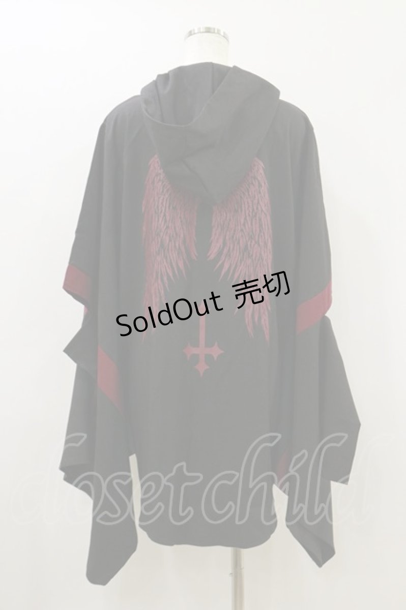 画像2: NieR Clothing / 着物袖風パーカー  黒×赤 H-26-08-26-1010-PU-TO-YZ-ZH (2)