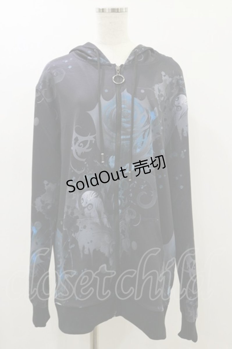 画像1: NieR Clothing / 総柄ZIPパーカー F 黒 H-26-08-26-1012-PU-TO-AK-ZH (1)