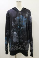 画像1: NieR Clothing / 総柄ZIPパーカー F 黒 H-26-08-26-1012-PU-TO-AK-ZH (1)