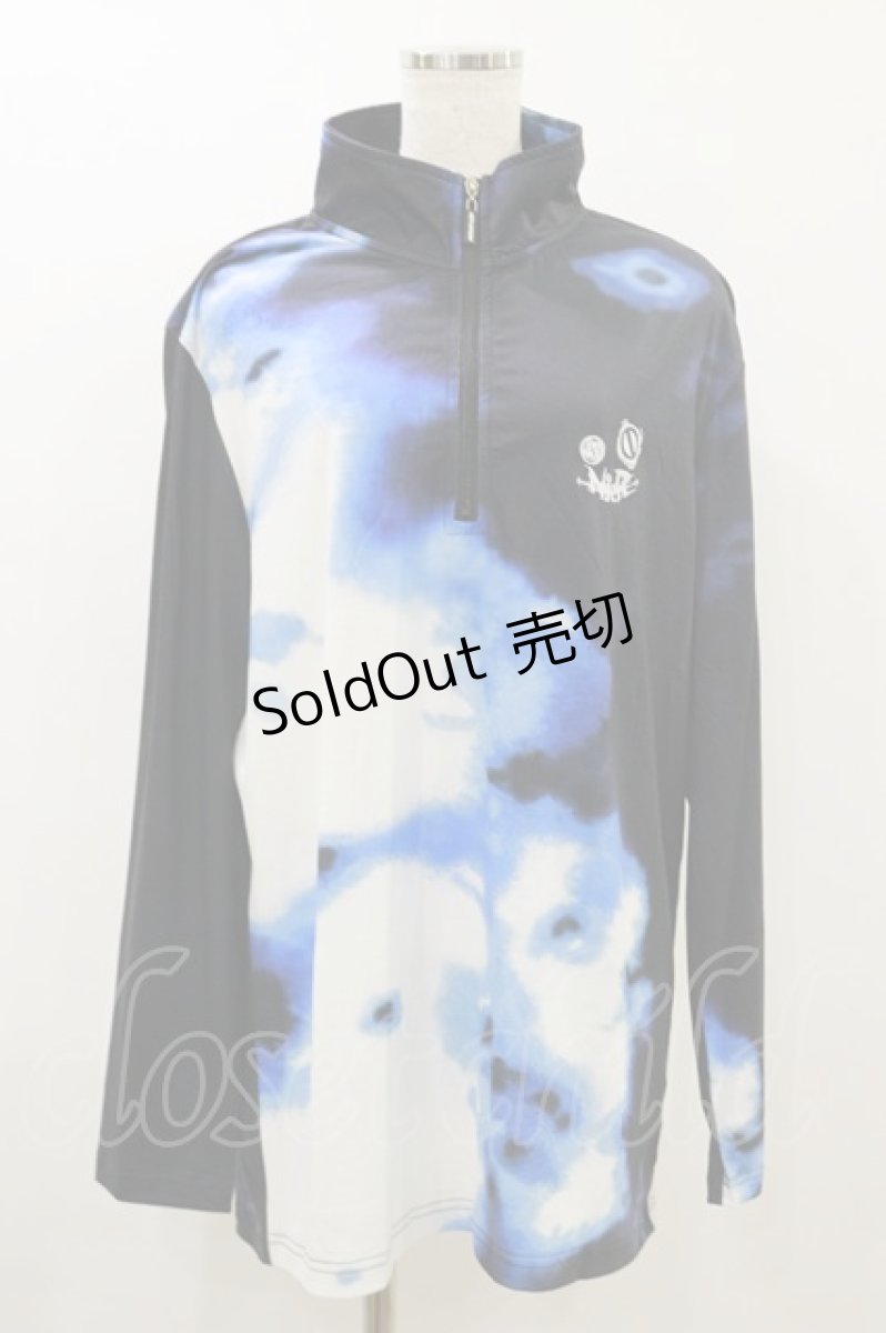 画像1: NieR Clothing / プリントZIPトップス  黒×青 H-26-08-26-1013-PU-TO-AK-ZH (1)