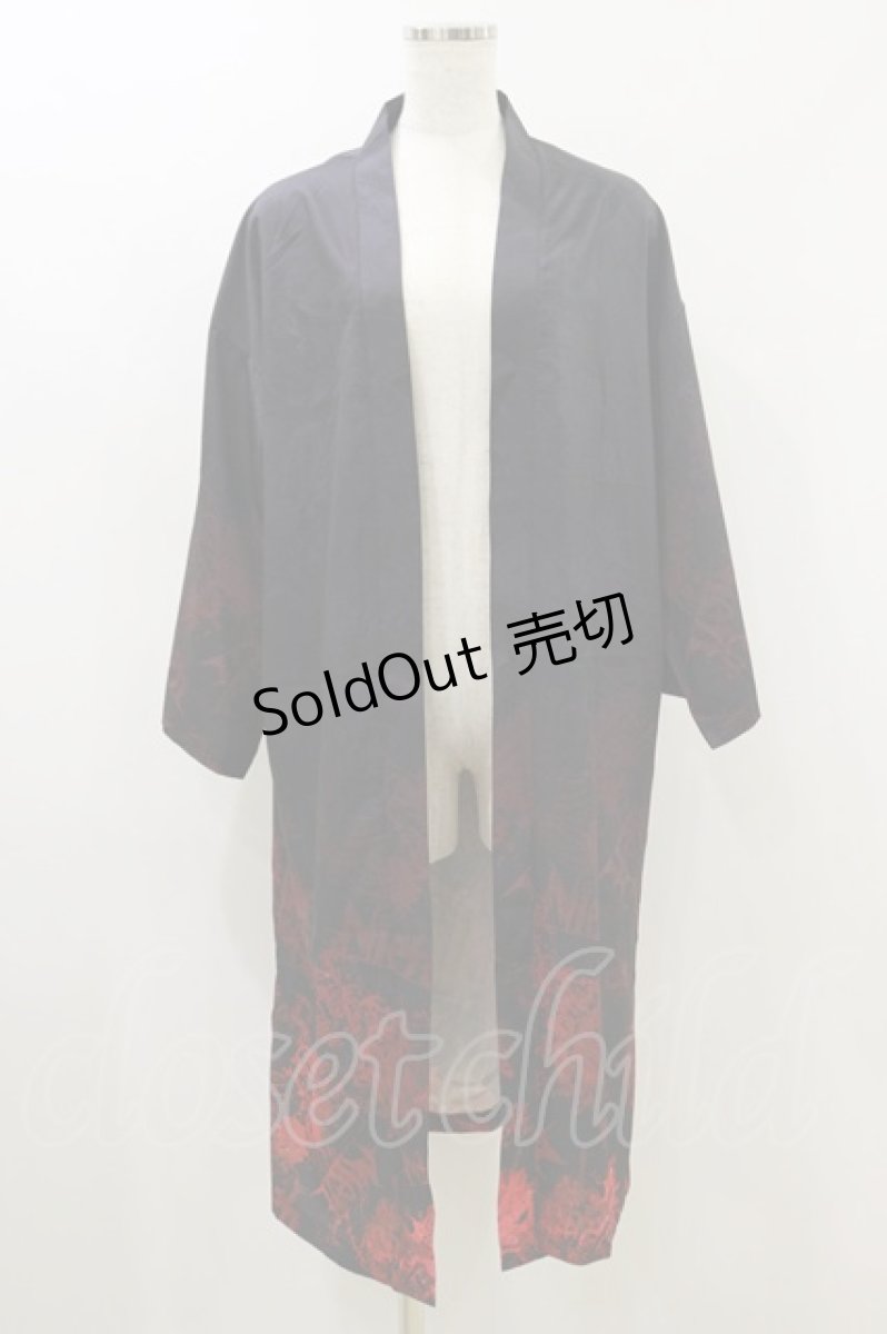 画像1: NieR Clothing / プリント羽織  黒×赤 H-26-08-26-1014-PU-TO-AK-ZH (1)