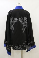 画像2: NieR Clothing / ベルト付き着物袖シャツ F 黒×青 H-26-08-26-1015-PU-BL-AK-ZH (2)
