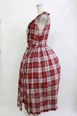 画像2: Jane Marple Dans Le Salon / Madras check cache-coeur dress  レッド H-26-08-26-001-JM-OP-KB-ZH (2)