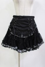 画像1: H jelly / エプロン付きチェックスカート  黒×白 H-26-08-26-014-HN-SK-AK-ZH (1)