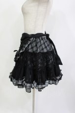 画像2: H jelly / エプロン付きチェックスカート  黒×白 H-26-08-26-014-HN-SK-AK-ZH (2)