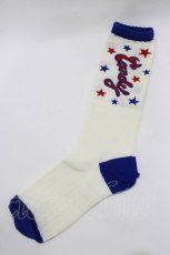 画像1: Candy Stripper / STAR BORDER SOX  オフ×赤×青 H-26-08-27-1062-PU-ZA-KB-ZH (1)