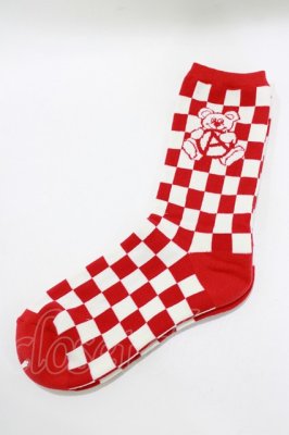 Preview of ANARCHY BEAR CHECKER SOCKS  レッド