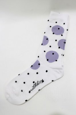 Preview of ポルカドットSOCKS  ホワイト×ラベンダーグレー×ブラ