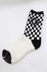 画像1: Candy Stripper / CHECKER SOCKS  ブラック×オフ H-26-08-27-1077-PU-ZA-KB-ZH (1)