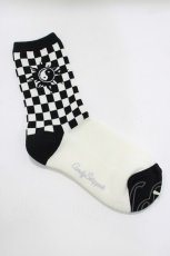 画像2: Candy Stripper / CHECKER SOCKS  ブラック×オフ H-26-08-27-1077-PU-ZA-KB-ZH (2)