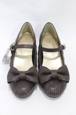 画像1: axes femme kawaii / ローヒールリボンパンプス L(24.5cm) ブラウン H-26-08-28-001-AX-SH-NS-ZH (1)