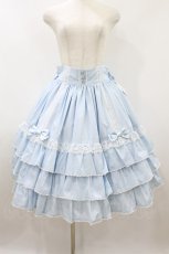 画像1: metamorphose / Dress up はしごレースハイウエストスカート サイズ1 サックス H-26-08-28-046-ME-SK-NS-ZH (1)