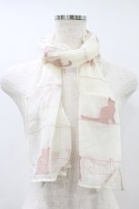 画像1: PINK HOUSE / ねこ刺繍ストール  生成り H-26-08-28-009-LO-ZA-NS-ZH (1)