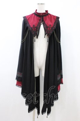 Preview of 薔薇刺繍ポンチョ  赤×黒