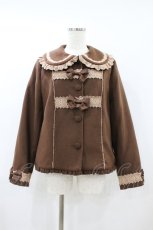 画像1: axes femme kawaii / レースフリルショートコート M ブラウン H-26-08-28-062-AX-CO-NS-ZH (1)