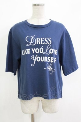 Preview of Theme print side zip T-shirt（テーマプリントサイドジップティーシャツ）  navy