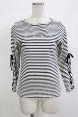 画像1: MILK / Lace upボーダートップス  オフ H-26-08-29-028-ML-TO-KB-ZH (1)