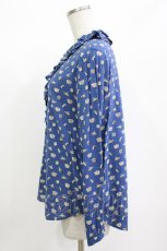 画像2: Jane Marple / Tumbling Diceのフリルカラーブラウス  ブルー H-26-08-29-033-JM-BL-KB-ZH (2)