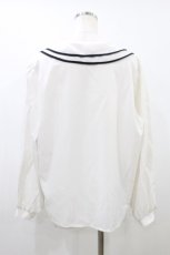 画像2: DearMyLove / リボンタイ付パイピングダブル襟ブラウス 4L 白 H-26-08-29-1042-LO-BL-NS-ZH (2)