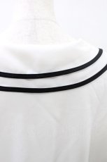 画像3: DearMyLove / リボンタイ付パイピングダブル襟ブラウス 4L 白 H-26-08-29-1042-LO-BL-NS-ZH (3)