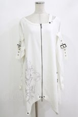 画像1: Ozz conte / プリントZIPロングトップス  白 H-26-08-29-058-OO-TO-AK-ZH (1)