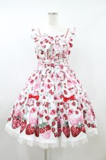 画像1: Angelic Pretty / おめかしBerryジャンパースカート Free 白 H-26-08-29-2054-AP-OP-NS-ZH (1)
