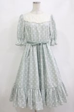 画像1: Melody BasKet / 記憶の中の水玉ティアードワンピース M ミント H-26-08-29-002-LO-OP-AK-ZH (1)