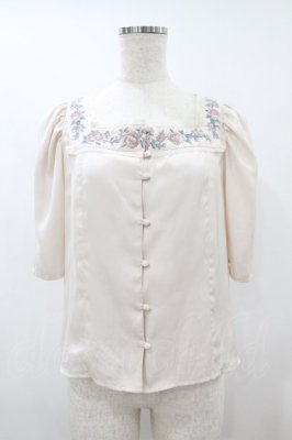 Preview of スクエアネックアンティークローズ刺繍ブラウス Free PINK×PK