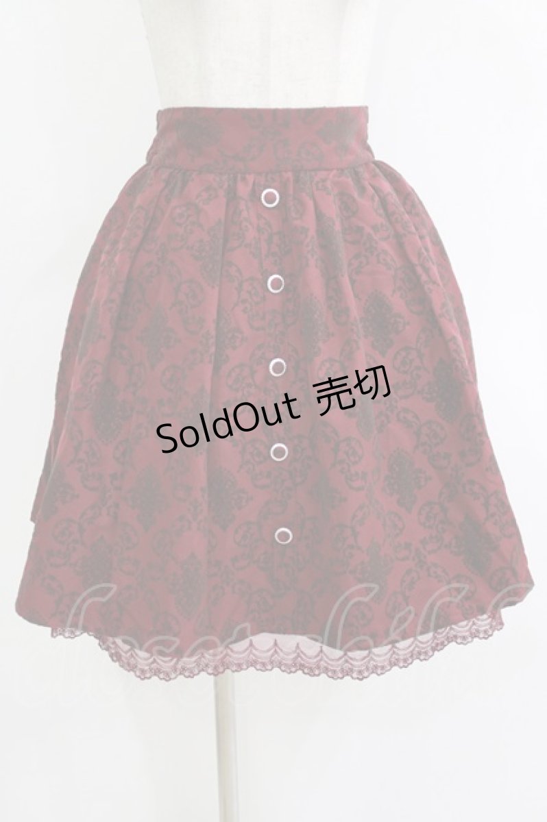 画像1: axes femme / ベルト付総フロッキースカート M ワイン H-26-08-30-055-AX-SK-NS-ZH (1)