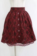 画像1: axes femme / ベルト付総フロッキースカート M ワイン H-26-08-30-055-AX-SK-NS-ZH (1)