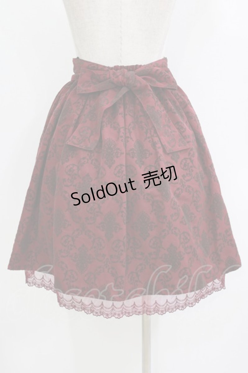 画像3: axes femme / ベルト付総フロッキースカート M ワイン H-26-08-30-055-AX-SK-NS-ZH (3)