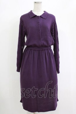 Preview of 泣かない私の襟付きニットワンピース Free Purple