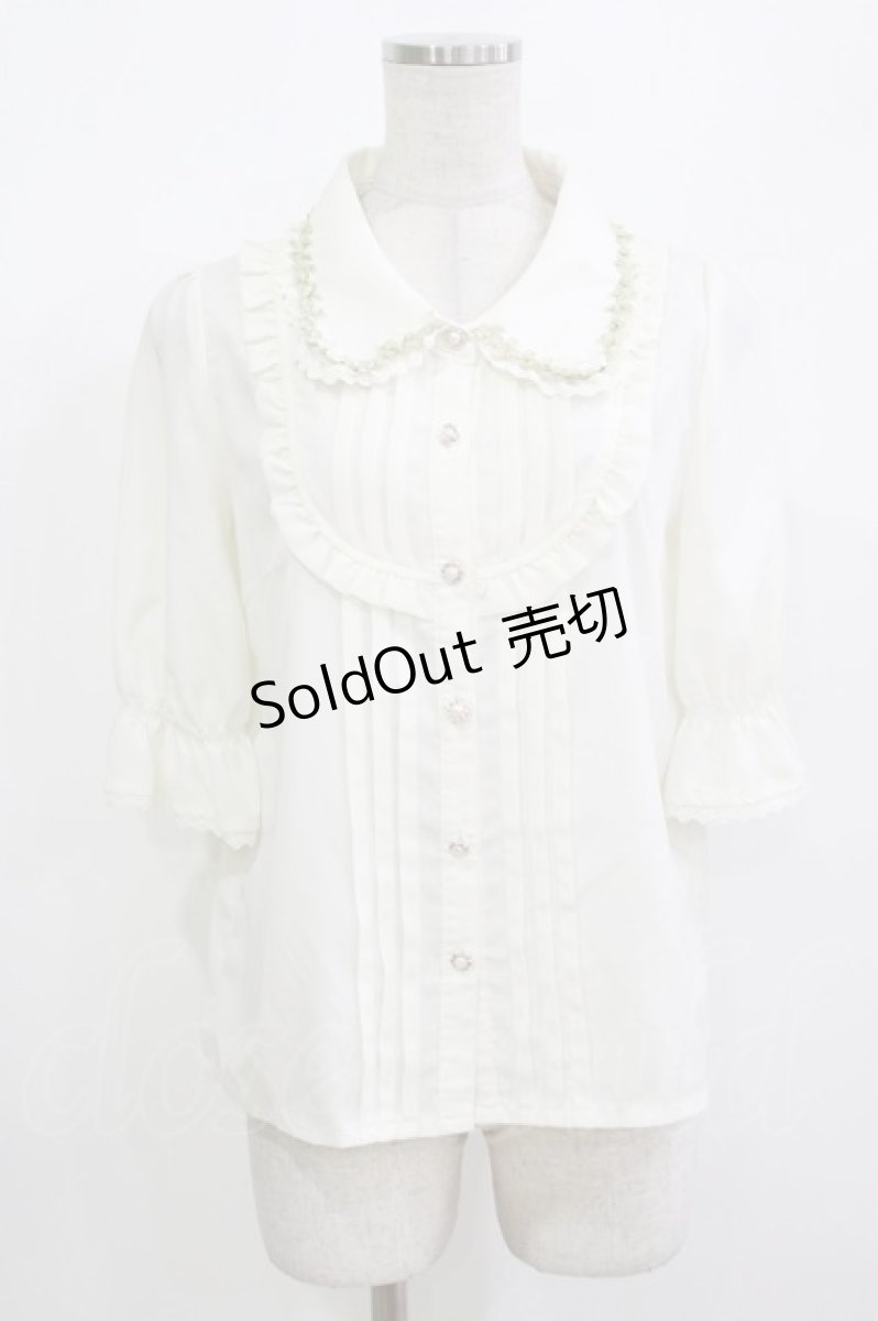 画像1: axes femme POETIQUE / 薔薇モチーフ付ブラウス M オフ H-26-08-30-069-AX-BL-NS-ZH (1)