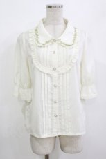 画像1: axes femme POETIQUE / 薔薇モチーフ付ブラウス M オフ H-26-08-30-069-AX-BL-NS-ZH (1)