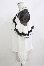 画像2: Rojita / レース切替ラッフルブラウス Free オフ/ブラック H-26-08-30-076-LO-BL-NS-ZH (2)