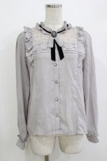 画像1: axes femme / ブローチ付きヴィンテージブラウス M グレー H-26-08-30-077-AX-BL-NS-ZH (1)