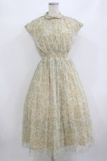 画像1: an another angelus / 50sローズプリントチュールギャザーワンピース Free L/YELLOW H-26-08-30-026-CA-OP-NS-ZH (1)