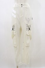 画像1: Ozz conte / リブ切替刺繍パンツ  白 H-26-09-01-036-OO-PA-KB-ZH (1)