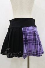画像2: KILL STAR / CATTLE PLEATED SKIRT S ブラック/ライラックタータン H-26-09-01-041-PU-SK-KB-ZH (2)