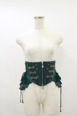 画像1: Ozz oneste / 薔薇刺繍ショートコルセット  グリーン H-26-09-01-005-OO-ZA-KB-ZH (1)