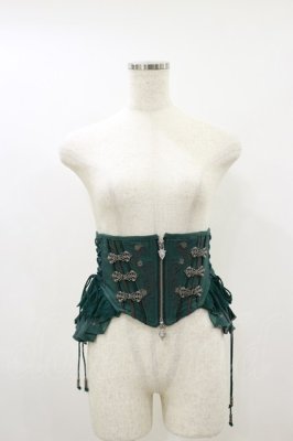 Preview of 薔薇刺繍ショートコルセット  グリーン
